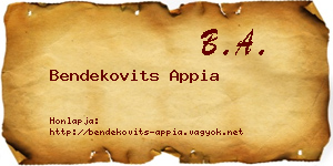 Bendekovits Appia névjegykártya